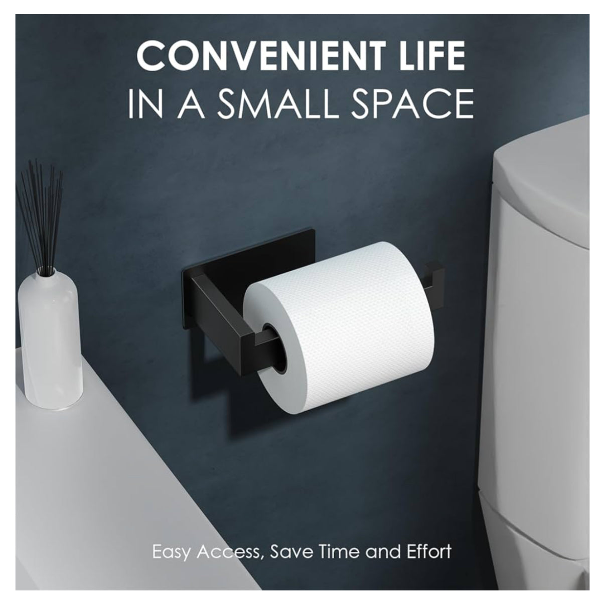 Self-Adhesive Toilet Paper Holder, Matte Black